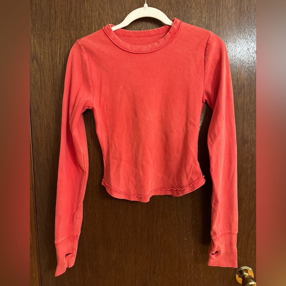 FP Movement by Free People Coral Red Long Sleeve Tee